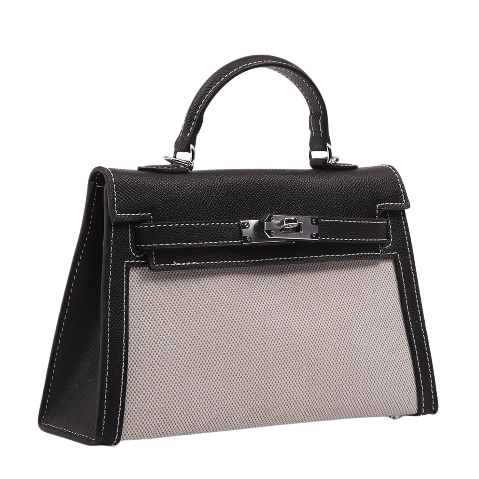 Hermès | Mini Kelly 2 Bag In Black And White Canvas With Palladium Hardware