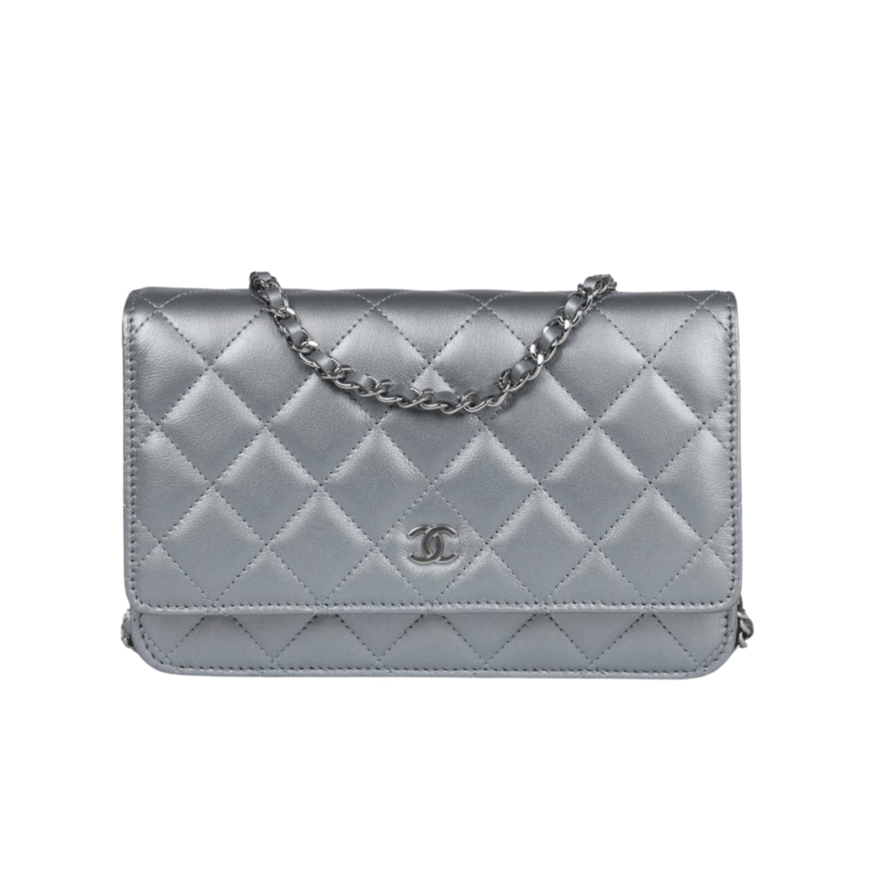 Chanel | Classic Wallet On Chain (woc) In Silver Metallic