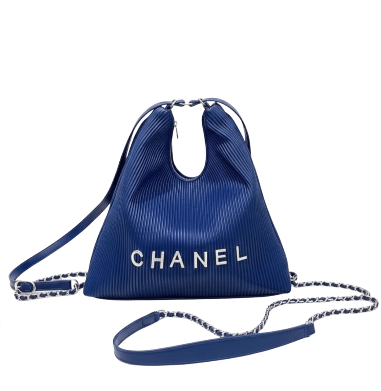 Chanel | Hobo Bag In A Pleated Leather Material With A Silver