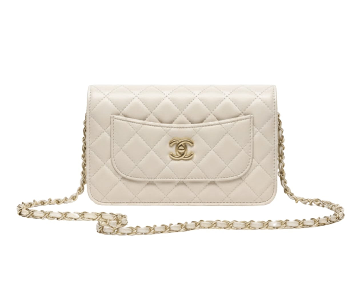 Chanel | Classic Flap Bag In Quilted White Lambskin Leather.
