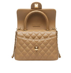 Chanel | Mini Coco Handle Flap Bag In Caramel/beige Caviar Leather.
