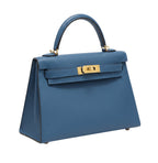 Hermès | Mini Kelly 20 Sellier Handbag In A Deep Blue Hue With Gold Hardware