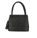Chanel | V-stitch Top-handle Bag In Caviar Leather