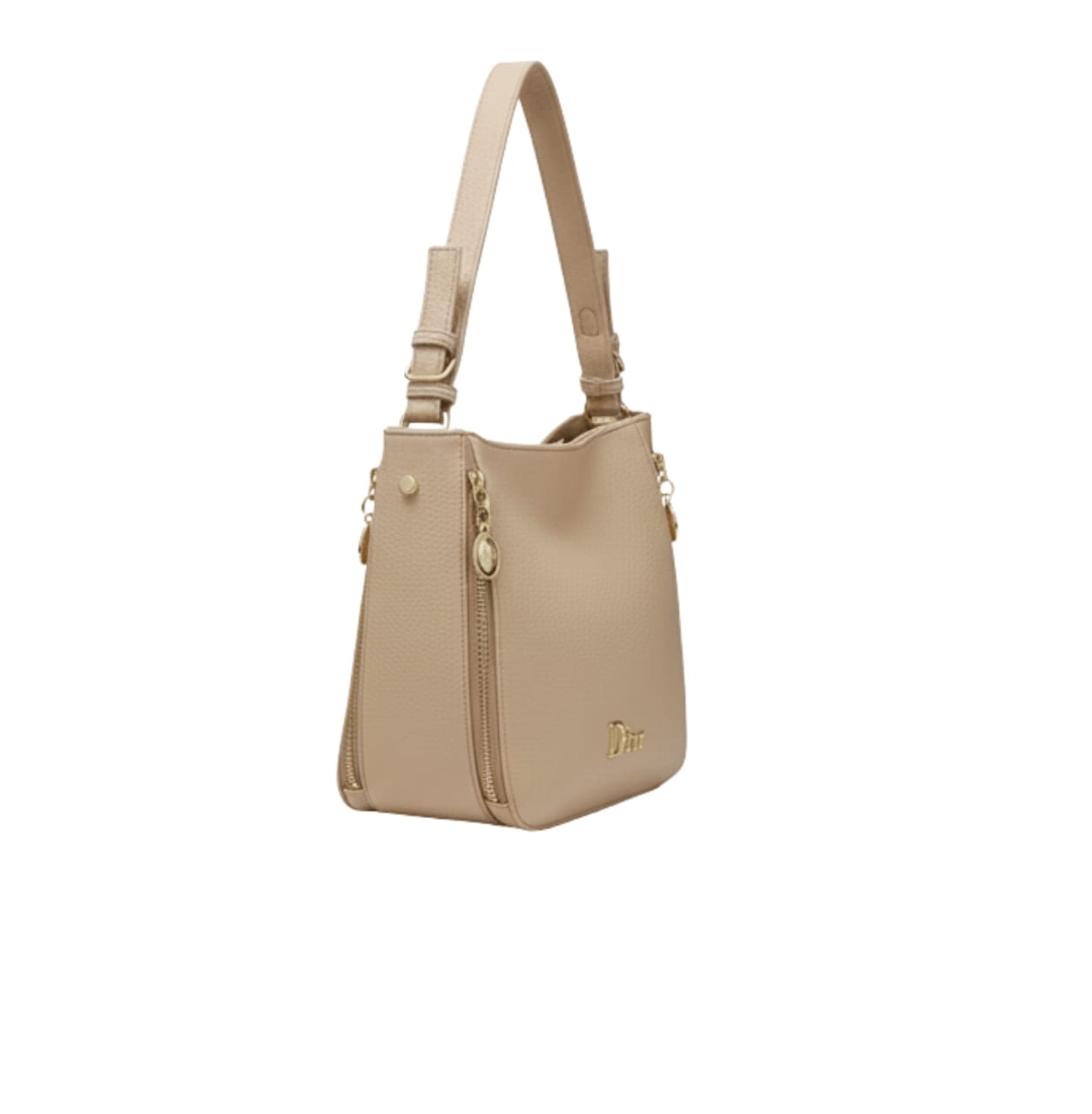 Dior | D-journey Bag In A Beige Or Light Gold-tone Grained Calfskin