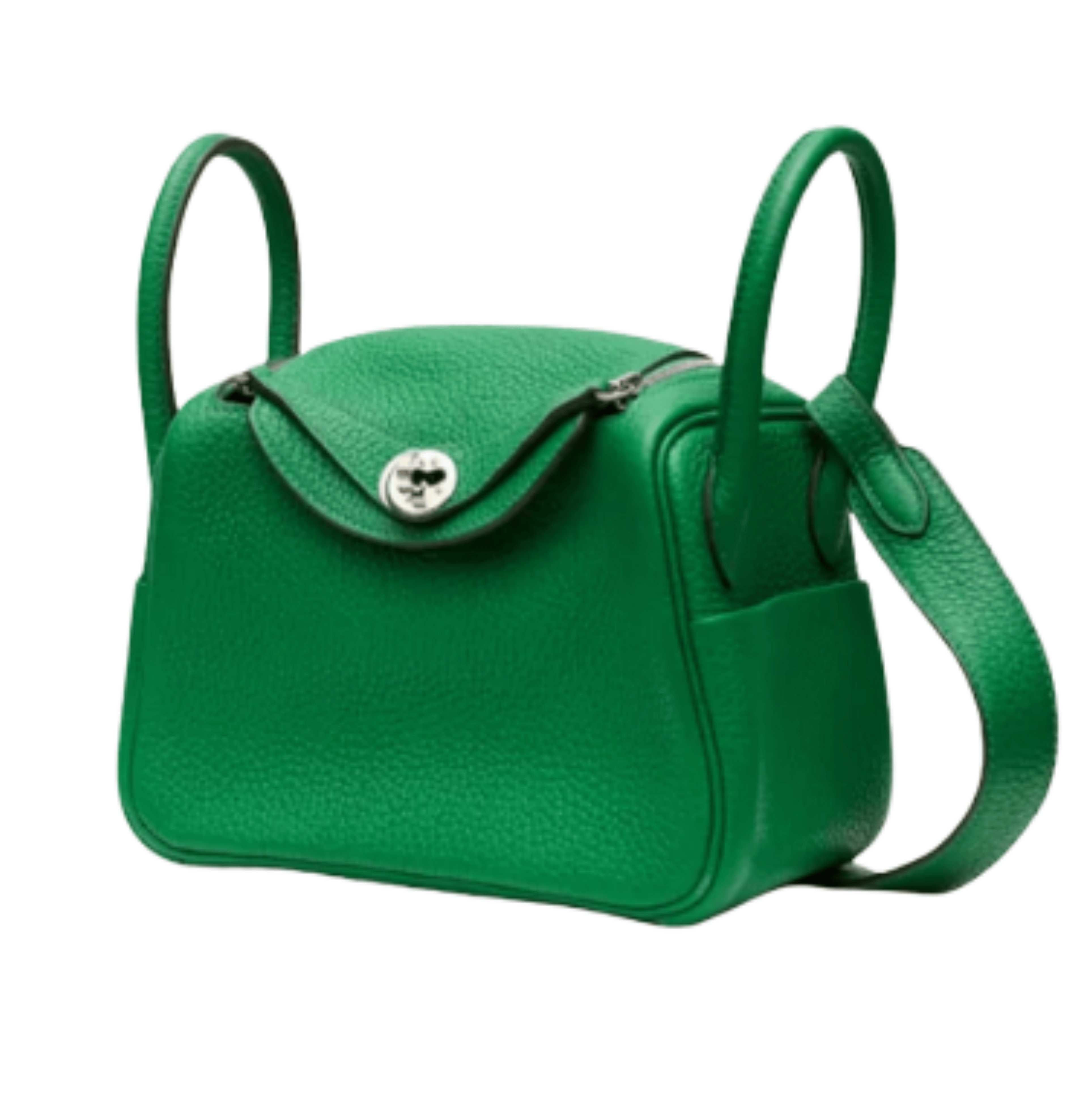Hermès | Mini Lindy Shoulder Bag In Green Clemence Leather With Palladium Hardware