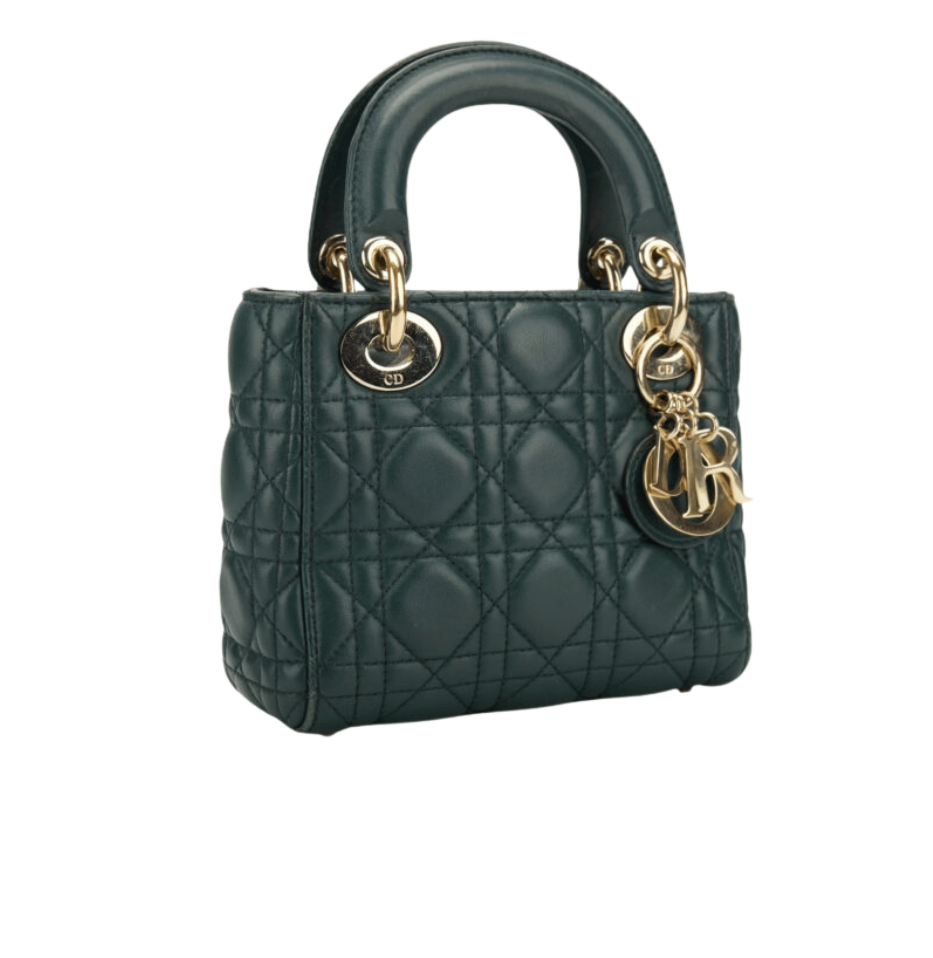 Dior | Lady Dior Bag In Green Cannage Leather.