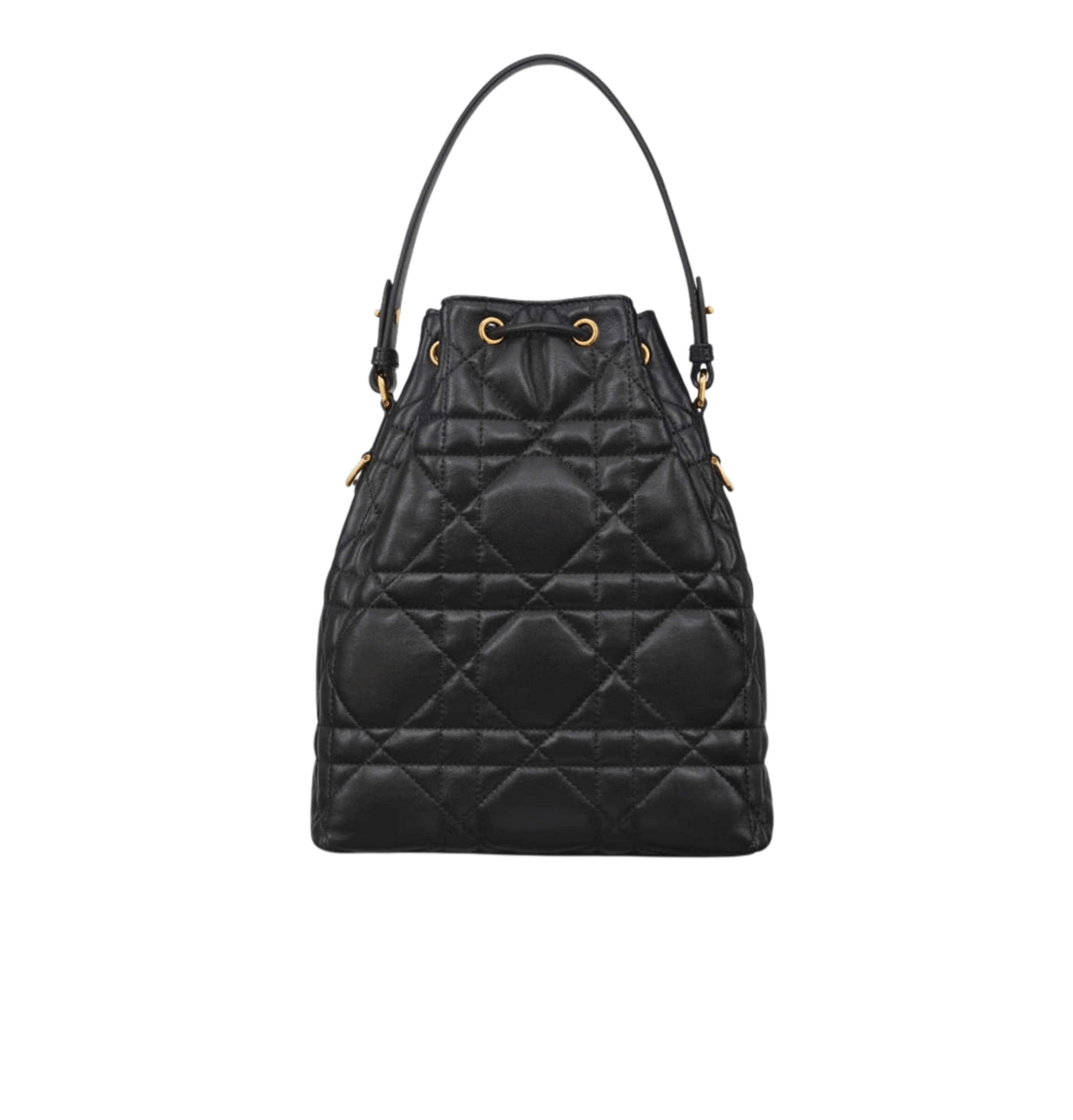 Dior | Caro Bucket Bag In Black Macrocannage Lambskin