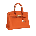 Hermès | Birkin 30 Bag In Orange Togo Leather With Gold-tone Hardware.