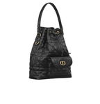 Dior | Caro Bucket Bag In Black Macrocannage Lambskin