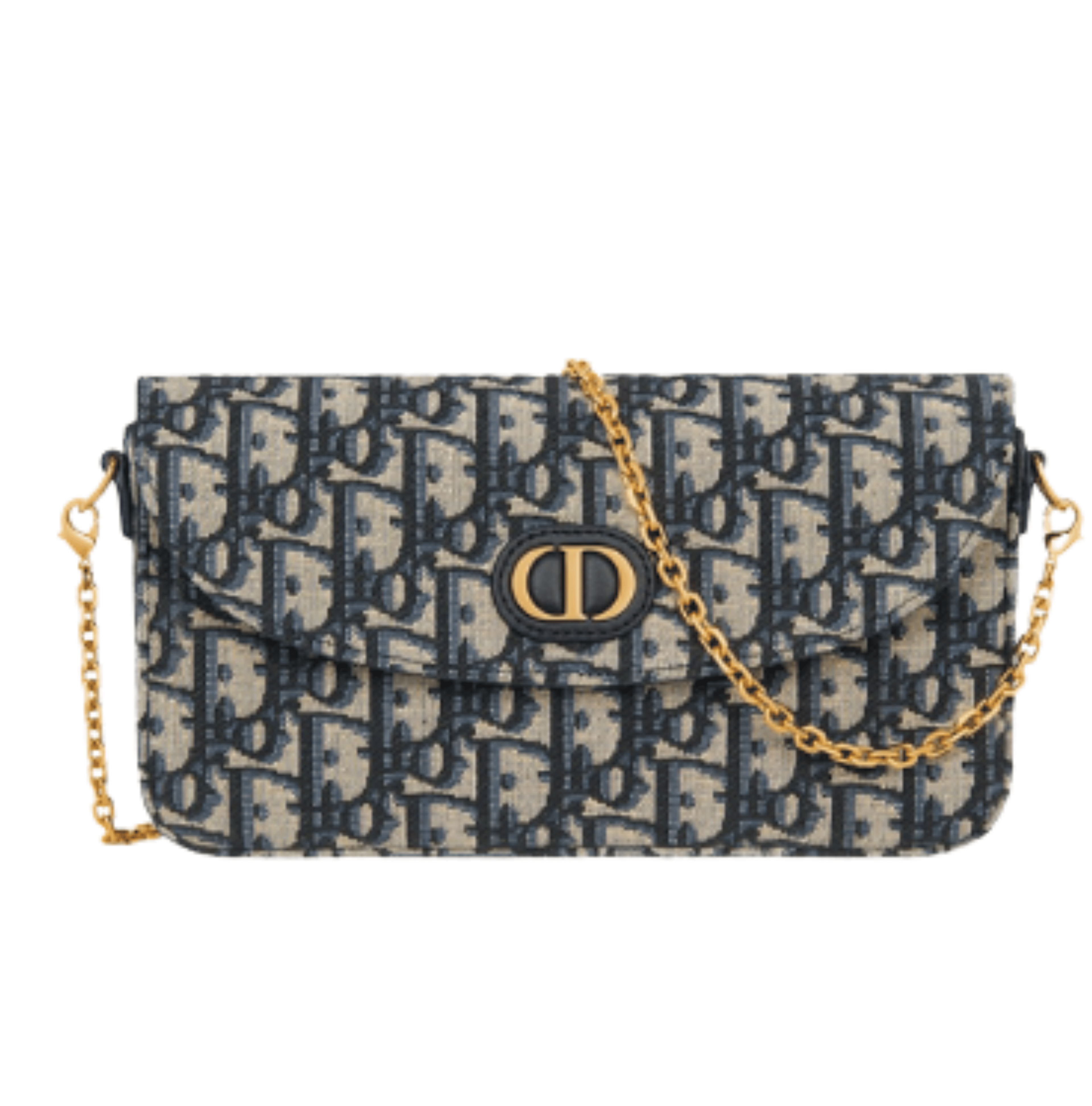 Dior | 30 Montaigne East-west Chain Bag In Blue Dior Oblique Jacquard Canvas.