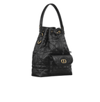 Dior | Caro Bucket Bag In Black Macrocannage Lambskin.