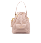 Dior | Caro Bucket Bag In Powder Pink Macrocannage Lambskin