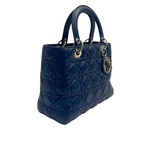 Dior | Lady Dior Handbag In Blue Leather.