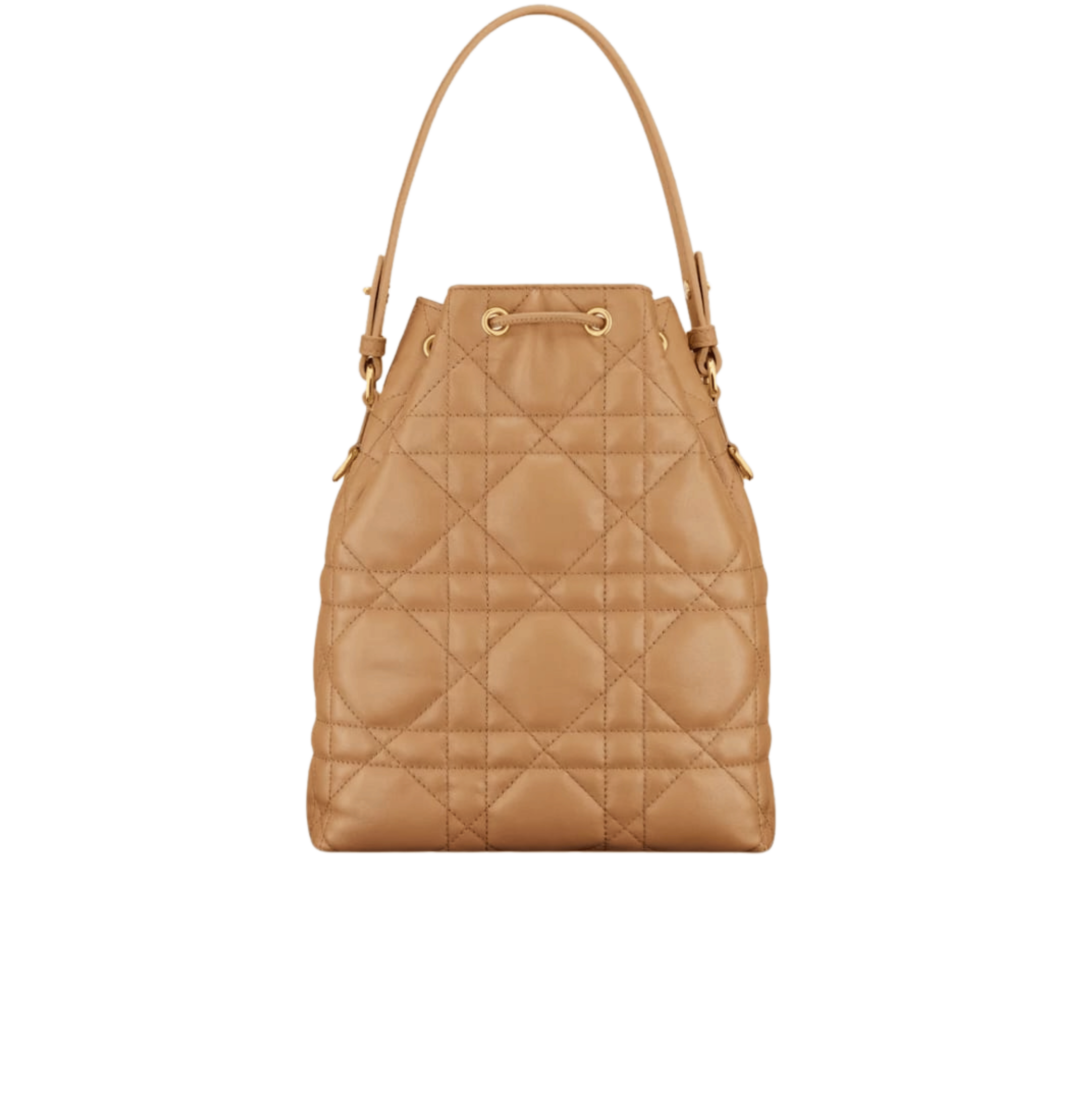 Dior | Caro Bucket Bag In Light Gold-tone Lambskin