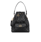 Dior | Caro Bucket Bag In Black Macrocannage Lambskin