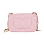 Chanel | Mini Rectangular Flap Bag With Heart Chain In Pink Lambskin And Antique Gold-tone Hardware