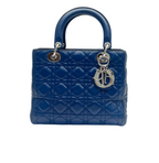 Dior | Lady Dior Handbag In Blue Leather.