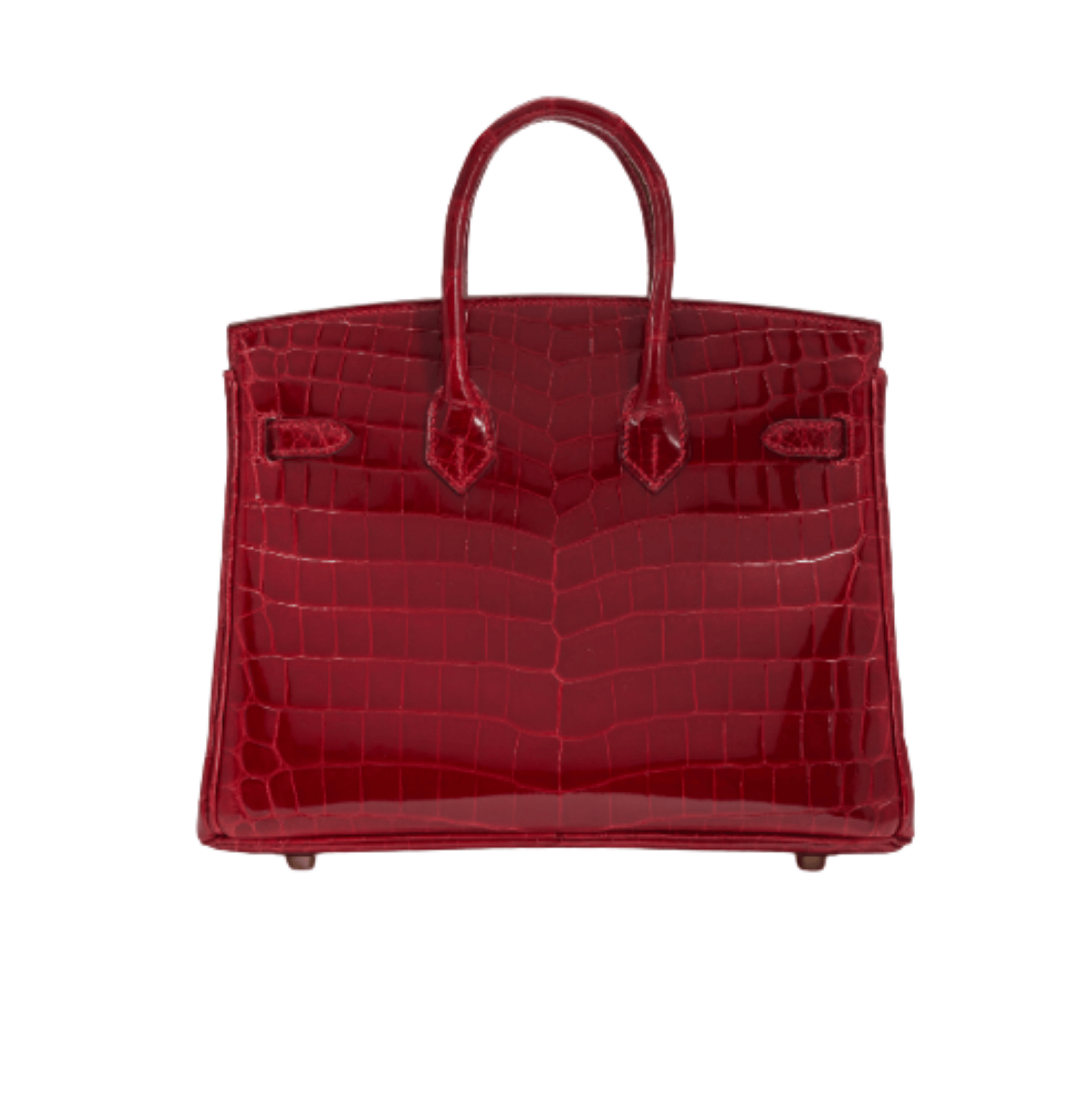 Hermès | Birkin 30 Handbag Made From Shiny Niloticus Crocodile Leather In The Deep Red Color