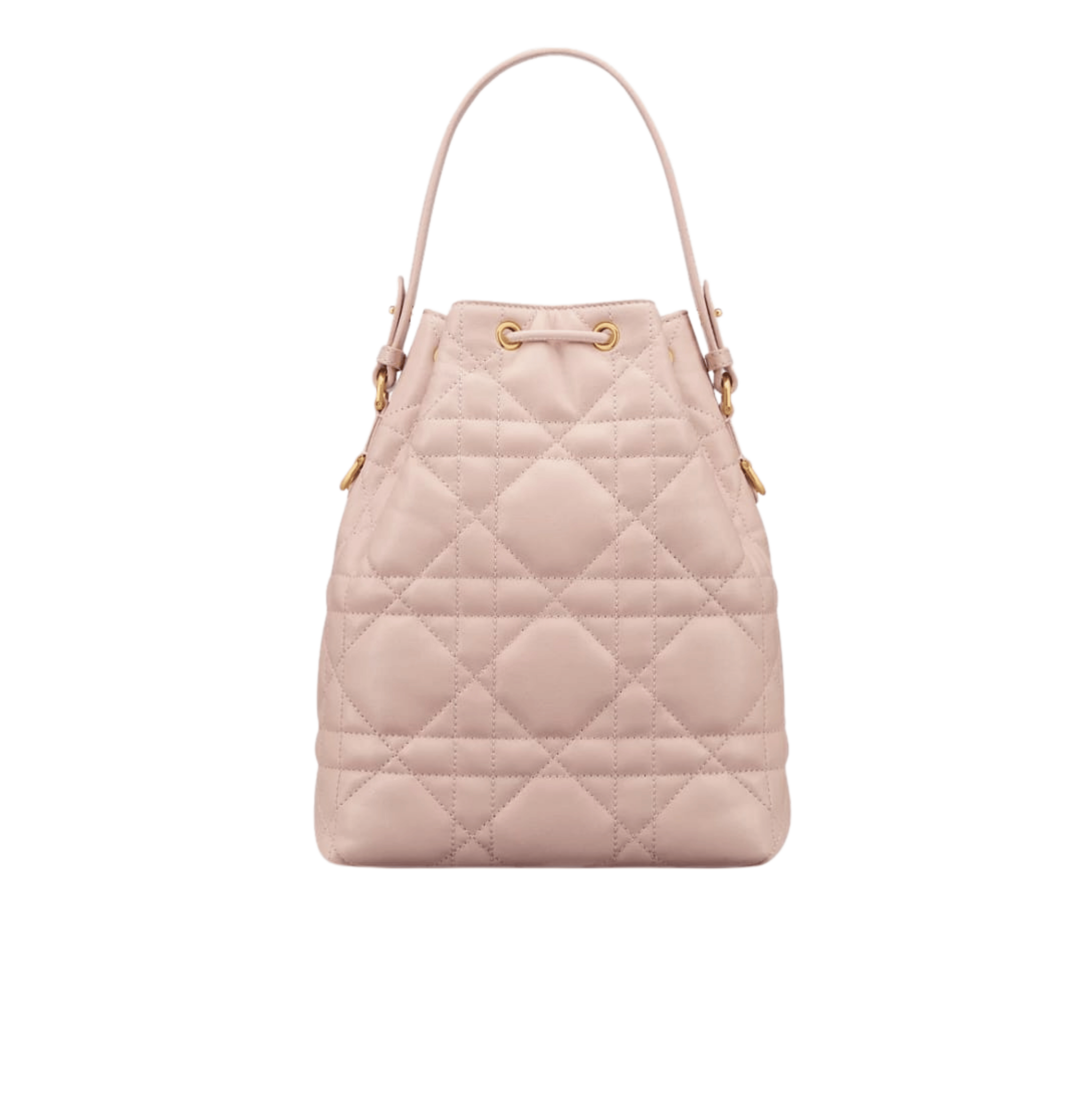 Dior | Caro Bucket Bag In Powder Pink Macrocannage Lambskin