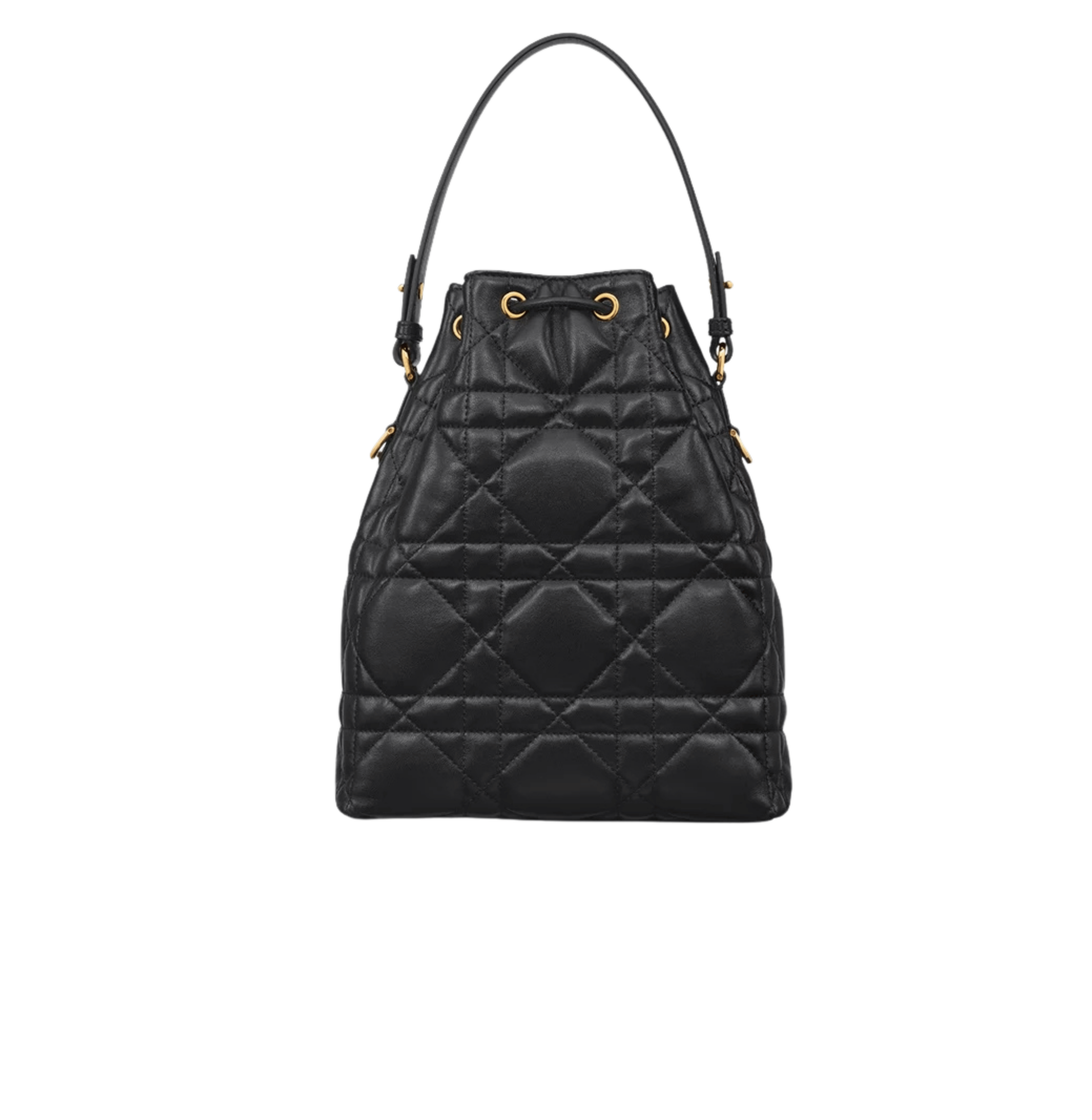 Dior | Caro Bucket Bag In Black Macrocannage Lambskin.